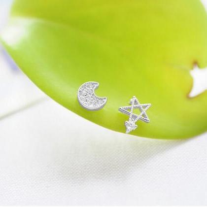 Sterling Silver Anti Allergy Moon And Star..