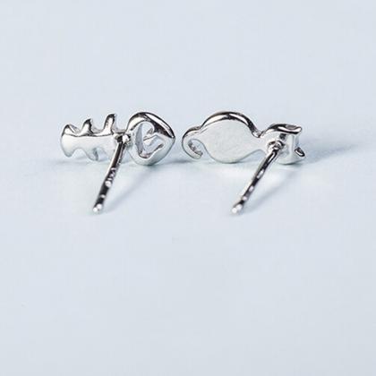 Sterling Silver Anti Allergy Cat And Fishbone..