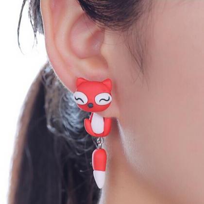 Polymer Clay Red Fox Earrings