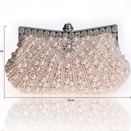 Pearl Embellished Bridal Clutch Bag, Party Clutch..