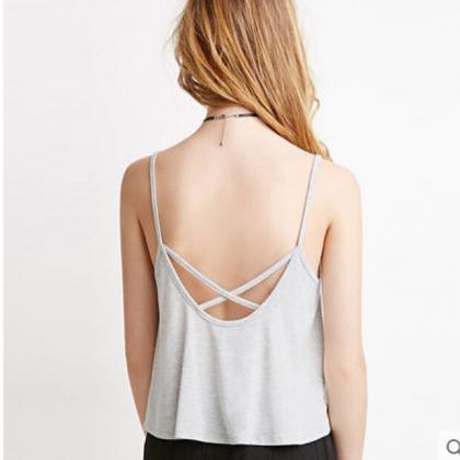 Sexy Cross Backless Navel Camisole Vest