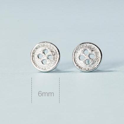 Sterling Silver Anti Allergy Buttons Earring