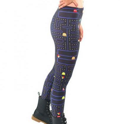 Pacman Printed Leggings Pants Sexy Slim Long..
