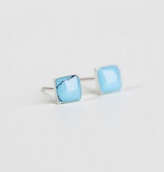 Sterling Silver Anti Allergy Square Earring on Luulla