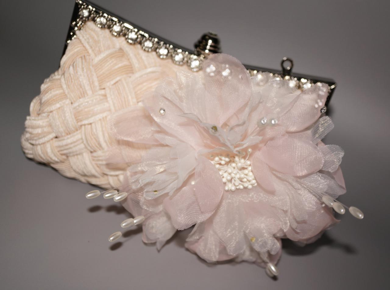Wedding Handbag Flower Brooch Bridal Cluth Bag Party Lady Purse With Chain (nb10039)