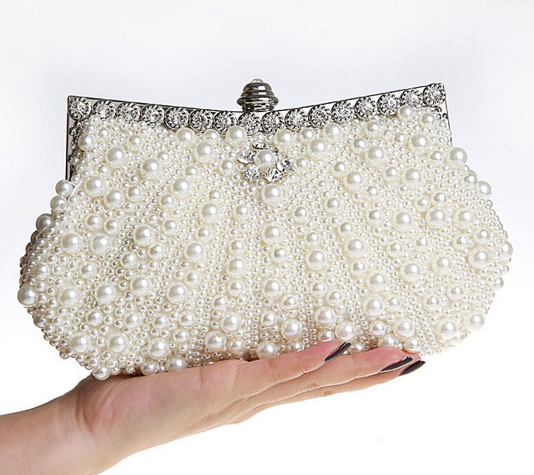 Pearl Embellished Bridal Clutch Bag, Party Clutch Bag