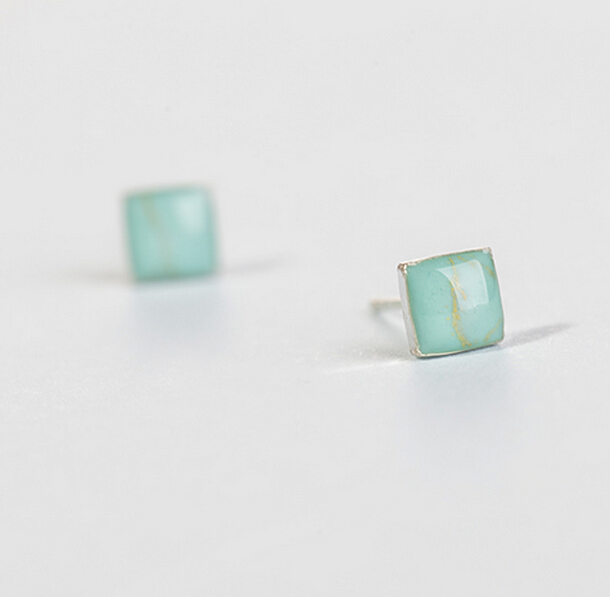 Sterling Silver Anti Allergy Square Earring on Luulla