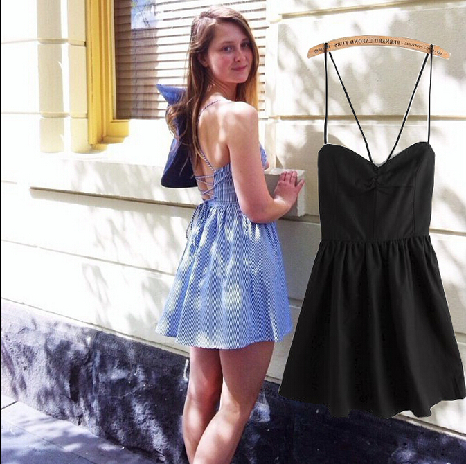 Halter Strap Dress Sexy Female Summer Dress Seaside Resort Beach Dress ...